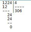 Разделить столбиком 1224 разделить. на 4