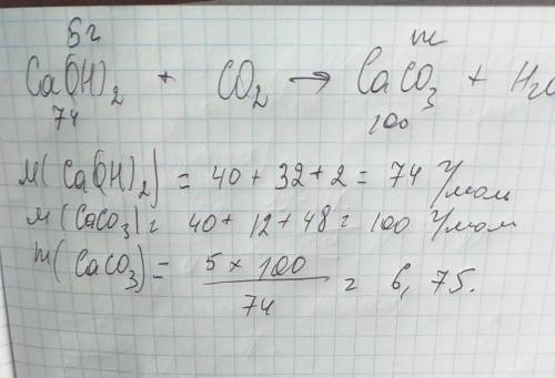 Обчислити масу солі яка утворюється при взаємодії 5 г кальцій гідроксиду з достатньою кількістю карб