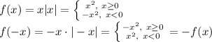 f(x)=x|x| = \left \{ {{x^2, \ x \geq 0} \atop {-x^2, \ x