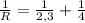 \frac{1}{R} = \frac{1}{2,3} + \frac{1}{4}