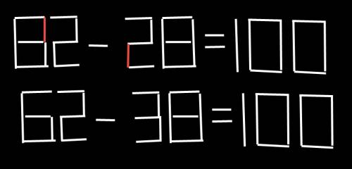 Переложите 2 спички, что бы условие стало верным 60-60=32