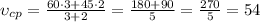 \upsilon_{cp}=\frac{60\cdot3+45\cdot2}{3+2}=\frac{180+90}5=\frac{270}5=54