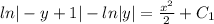 ln|-y+1|-ln|y|=\frac{x^2}{2}+C_1