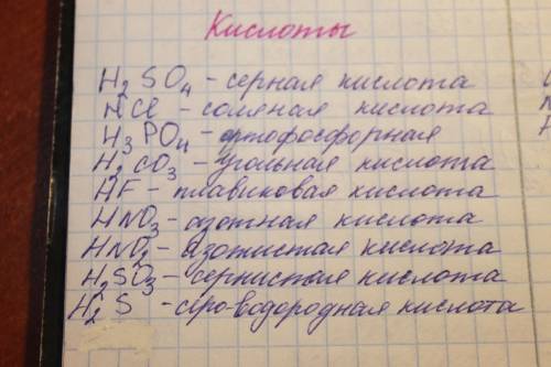 Формулы кислот, оксидов (5шт) название кислот