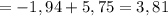 =-1,94+5,75=3,81