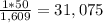 \frac{1*50}{1,609}=31,075