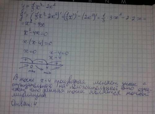 Точкой минимума функции y=1/3*x³-2x²