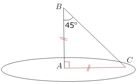 Зточки в до площини провели перпендикуляр ва і похилу вс кут між якими 45 визначте довжину перпендик