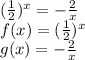 (\frac{1}{2})^{x} = - \frac{2}{x} \\ &#10;f(x) = (\frac{1}{2})^{x} \\ &#10;g(x)=- \frac{2}{x} \\ &#10;