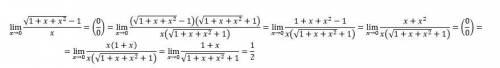 Снахождением предела,который в приложенииlim стрем.к нулю = корень 1+x+x2(-1 без корня),деленное на