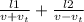 \frac{l1}{v+ v_{t} }+ \frac{l2}{v- v_{t} }