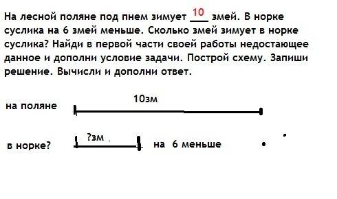 На лесной поляне под пнем зимует змей. в норке суслика на 6 змей меньше. сколько змей зимует в норке