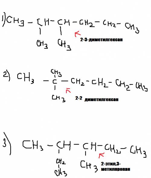 Запишите структурную формулу углерода и составьте 2 изомера назовите вещества 2.3 диметил гексан
