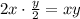 2x\cdot\frac y2=xy