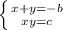 \left \{ {{x+y=-b} \atop {xy=c}} \right.