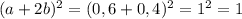 (a+2b)^2=(0,6+0,4)^2=1^2=1