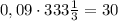 0,09\cdot333\frac13=30