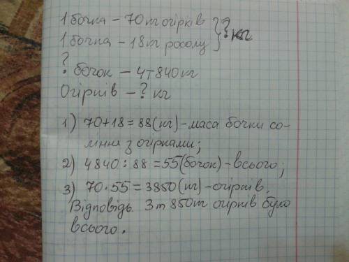 На машину навантажили однокові бочки соління із огірками загальною массою 4 тони 840 кілограм.у кожн