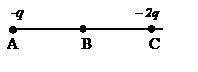 Точка в находится в середине отрезка ас. неподвижные точечные заряды - q и – 2q расположены в точках