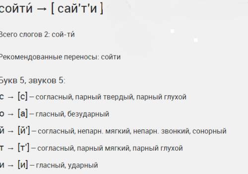Сделать фонетический разбор слова сойти