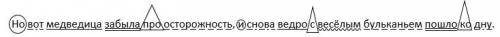 Выполните синтаксический разбор предложения. но вот медведица забыла про осторожность и снова ведро