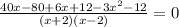 \frac{40x-80+6x+12-3 x^{2} -12}{ (x+2)(x-2)}=0