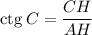 \mathrm{ctg} \: C = \dfrac{CH}{AH}