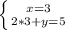 \left \{ {{x=3} \atop {2*3 + y=5}} \right.