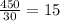 \frac{450}{30}=15