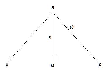Вравнобедренном треугольнике авс с основанием ас проведена медиана вм, равная 8 см. чему равен перим