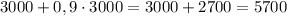 3000+0,9\cdot 3000=3000+2700=5700