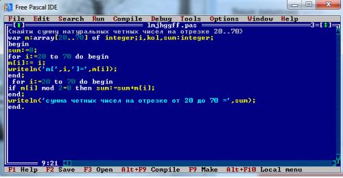 Найти сумму четных натуральных чисел на отрезке [20,70].паскаль !