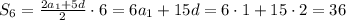 S_6= \frac{2a_1+5d}{2}\cdot 6=6a_1+15d=6\cdot 1+15\cdot 2 =36