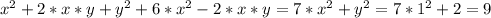 x^2+2*x*y+y^2+6*x^2-2*x*y=7*x^2+y^2=7*1^2+2=9