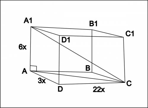 Три измерения прямоугольного паралелепипеда находится в отношении 3: 6: 22 а его диагональ равна 23с