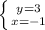 \left \{ {{y=3} \atop {x=-1}} \right.