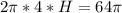 2 \pi *4*H=64 \pi