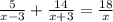 \frac{5}{x-3} + \frac{14}{x+3} = \frac{18}{x}