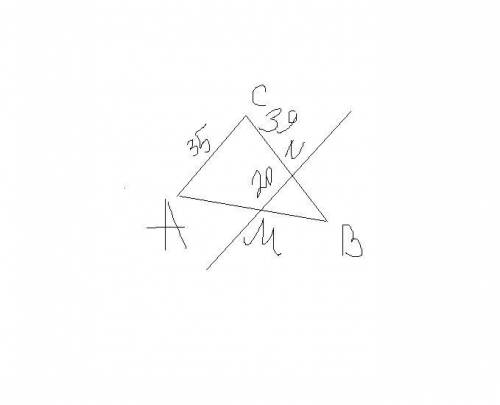 Прямая, параллельная стороне ac треугольника abc, пересекает стороны ab и bc в точках m и n соответс