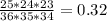 \frac{25*24*23}{36*35*34} =0.32