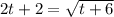 2t + 2 = \sqrt{t + 6}