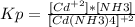 &#10;Kp= \frac{[Cd^{+2}]*[NH3]}{[Cd(NH3)4] ^{+2} }