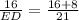 \frac{16}{ED} = \frac{16+8}{21}