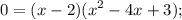 \displaystyle 0=(x-2)(x^2-4x+3);