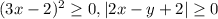 (3x-2)^2 \geq 0, |2x-y+2| \geq 0