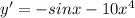 y ' = - sinx-10x^4