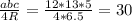 \frac{abc}{4R} = \frac{12*13*5}{4*6.5}=30