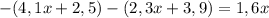 -(4,1x+2,5)-(2,3x+3,9)=1,6x