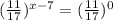 (\frac{11}{17} )^{x-7}= (\frac{11}{17})^0