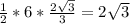 \frac{1}{2} *6* \frac{2 \sqrt{3} }{3} =2 \sqrt{3}